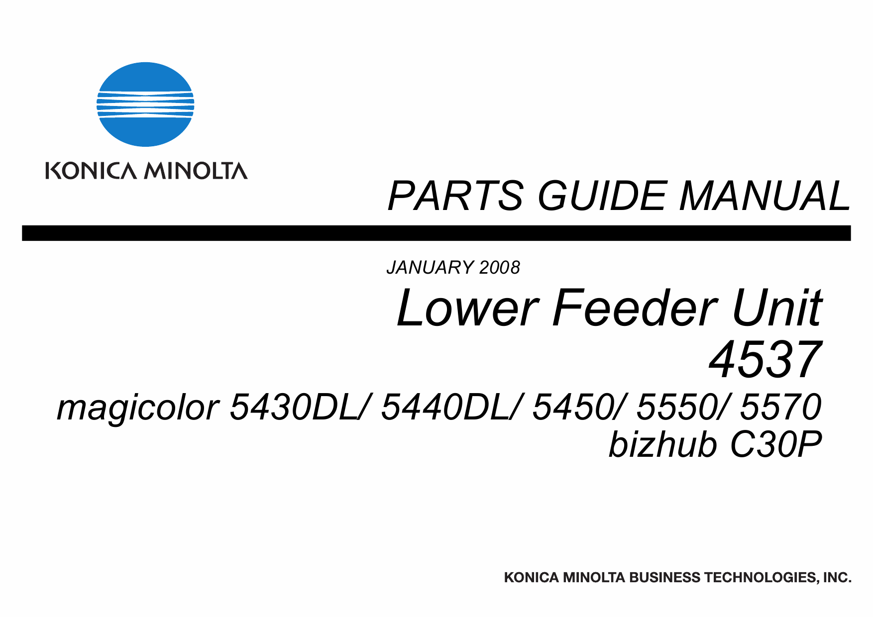 Konica-Minolta magicolor 5430DL 5440DL 5450 5500 5570 Lower-Feeder-Unit 4537 Parts Manual-1